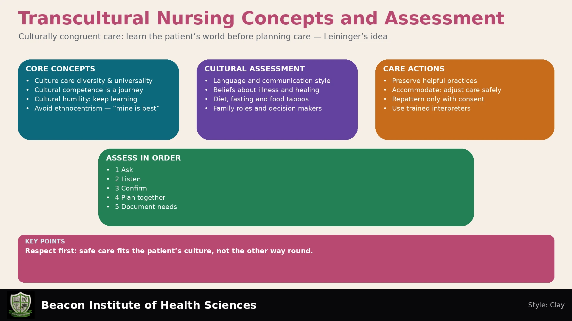 Transcultural Nursing Concepts and Assessment Infographic